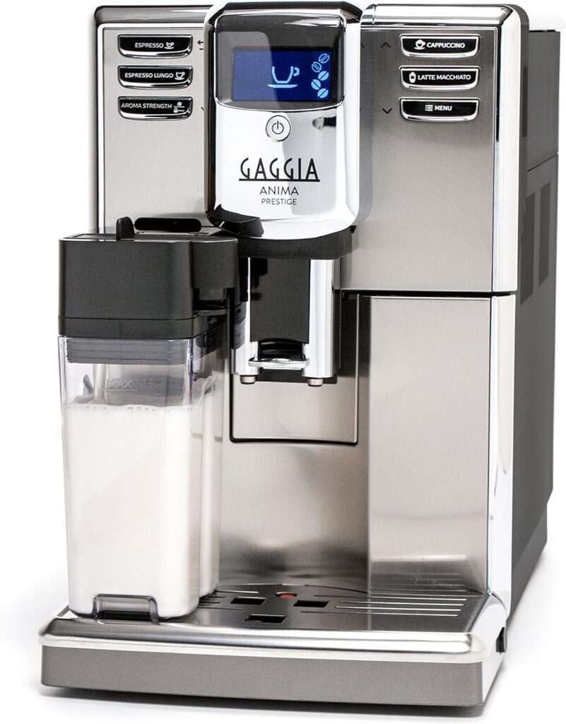 Gaggia Anima Prestige Automatic Coffee Machine, Super Automatic Frothing for Latte, Macchiato, Cappuccino and Espresso Drinks with Programmable Options,Silver