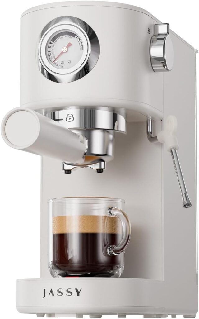 JASSY Espresso Machine 20 Bar Espresso Maker Compact Design with Powerful Milk Frother/Steam Wand for Espresso/Cappuccino/Latte,1.2L Water Tank,1376W