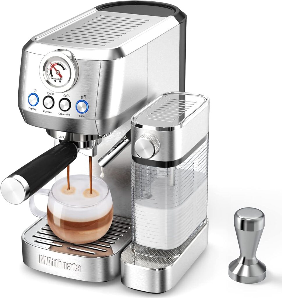 MAttinata Cappuccino Machine and Espresso Machine, 20 Bar Stainless Steel Latte Maker for Home with Automatic Milk Frothing System