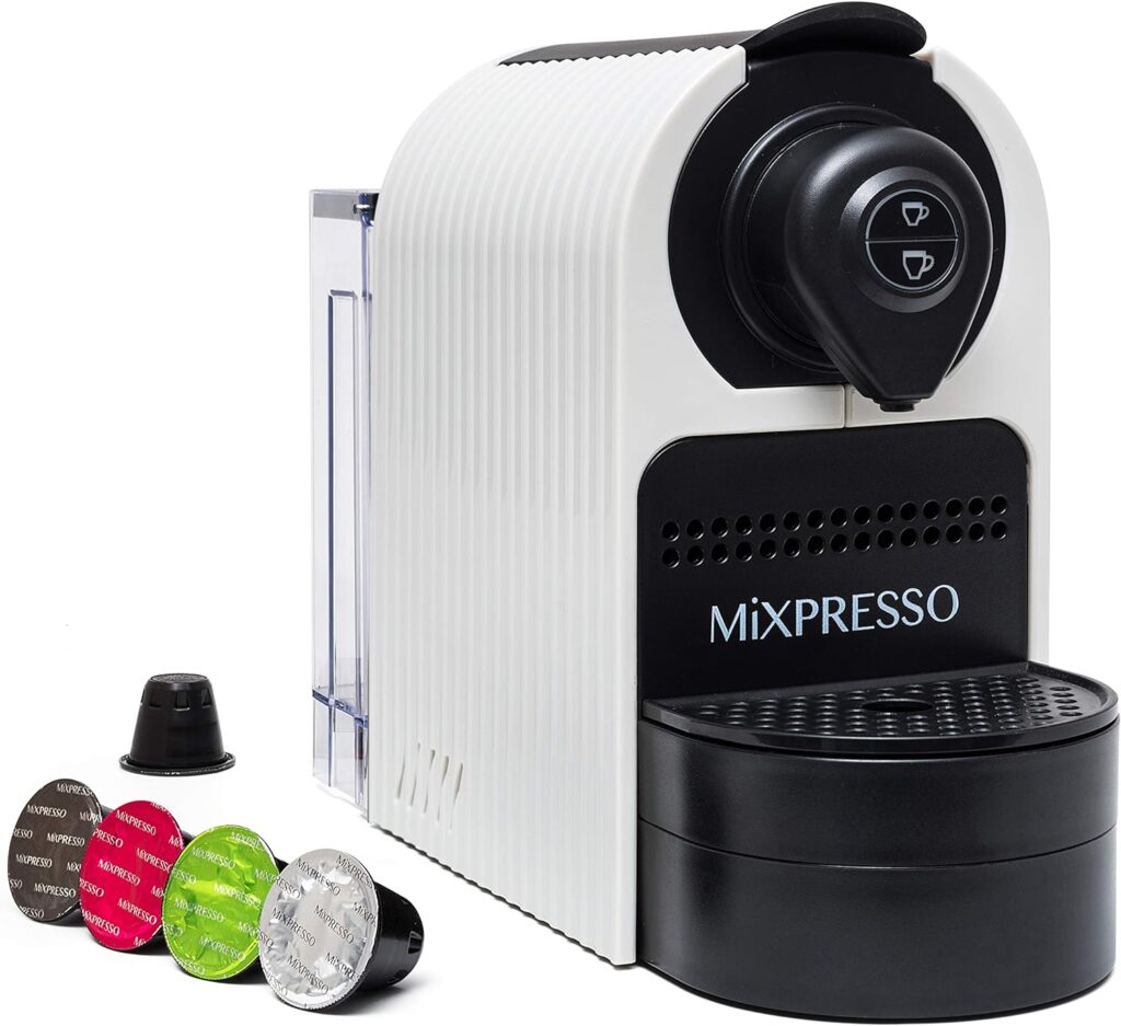 Mixpresso Espresso Machine for Nespresso Compatible Capsule, Single Serve Coffee Maker Programmable Buttons for Espresso Pods, Premium Italian 19 Bar High Pressure Pump 27oz 1400W (White)