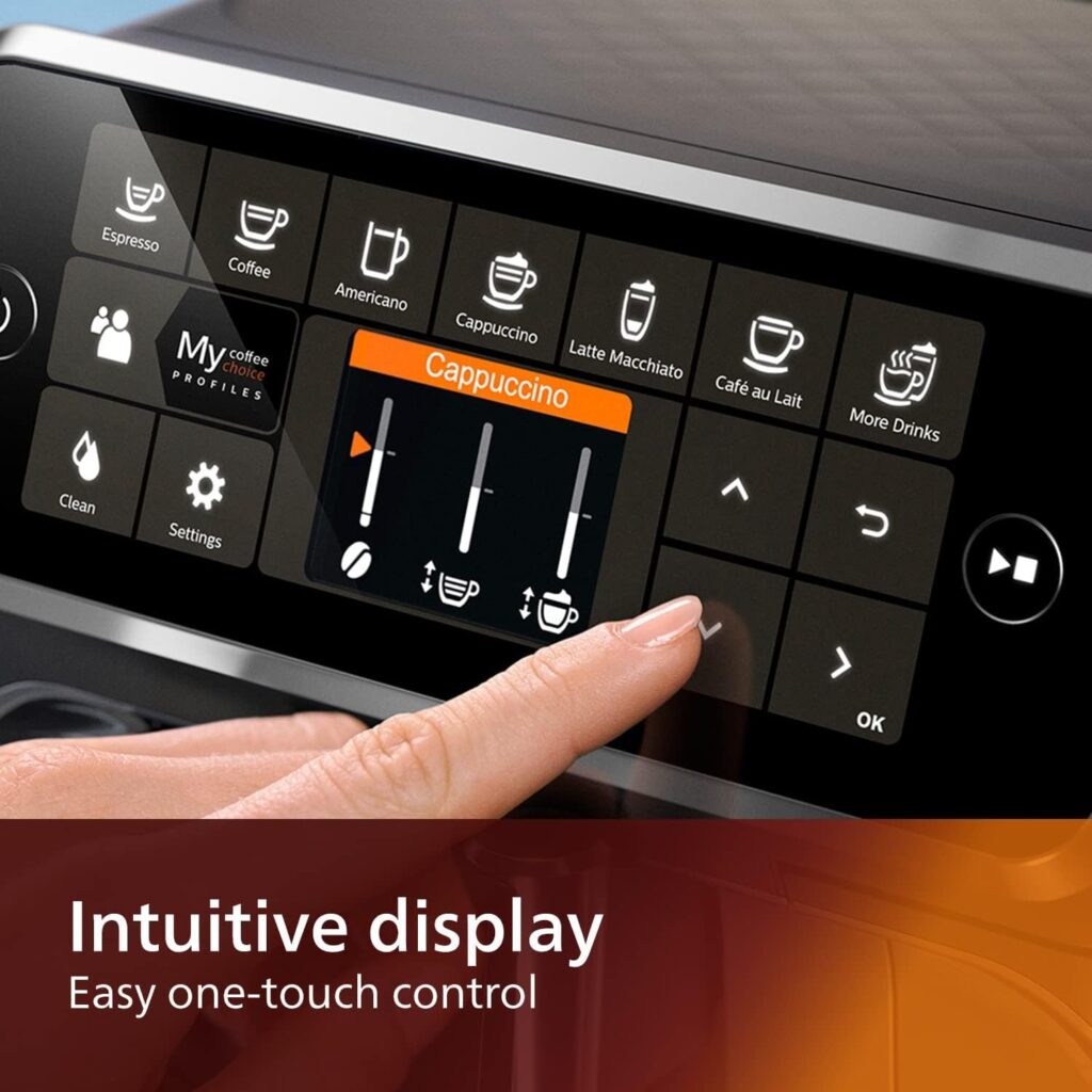 PHILIPS 4300 Series Fully Automatic Espresso Machine - LatteGo Milk Frother, 8 Coffee Varieties, Intuitive Touch Display, Black, (EP4347/94)