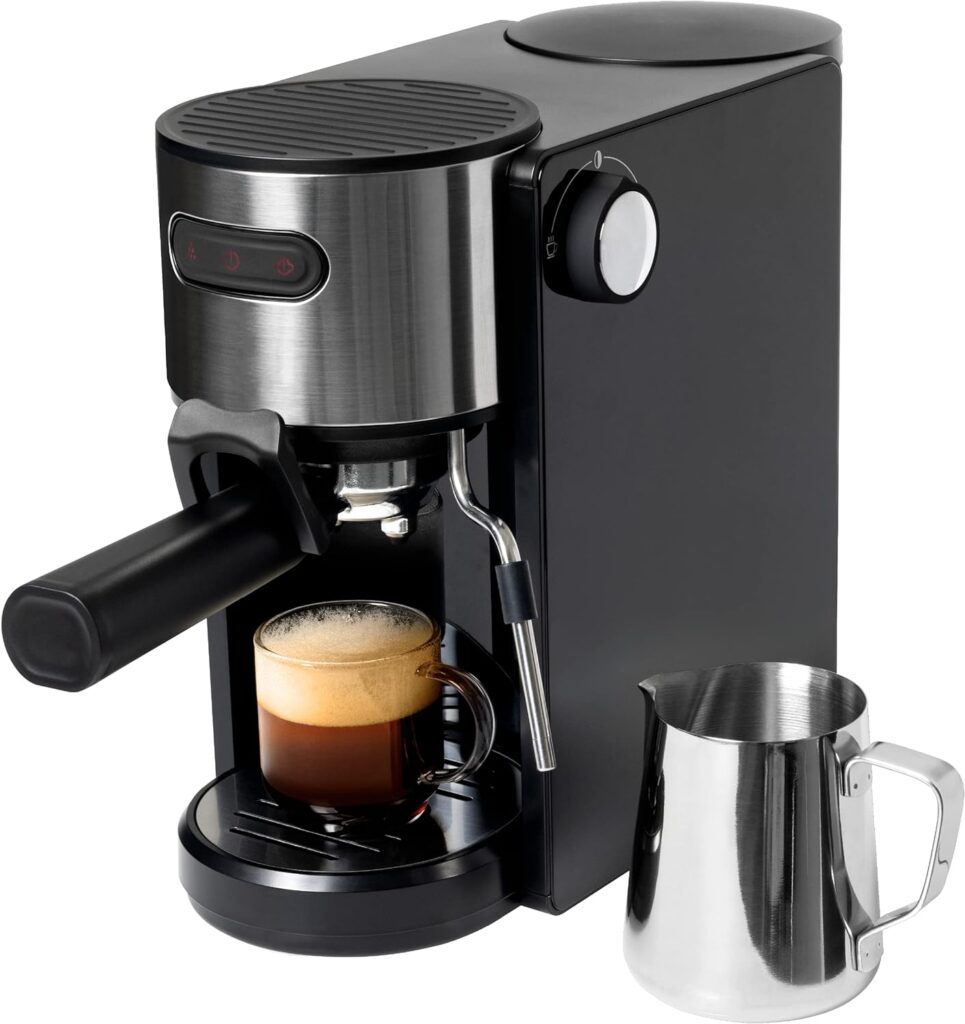 Willow  Everett Coffee Espresso Machine, Compact Espresso Machine for Coffee Grinds and Espresso Pods with Milk Frother and Steam Wand, Includes 5oz Frothing Pitcher