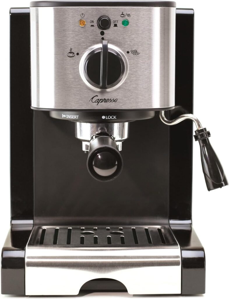 Capresso 116.04 Pump Espresso and Cappuccino Machine EC100, Black and Stainless, 46 oz