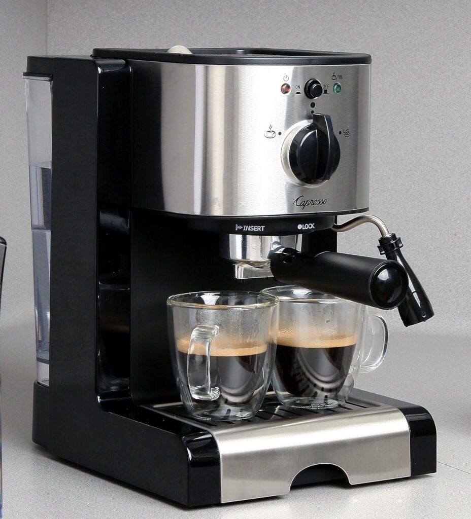 Capresso 116.04 Pump Espresso and Cappuccino Machine EC100, Black and Stainless, 46 oz