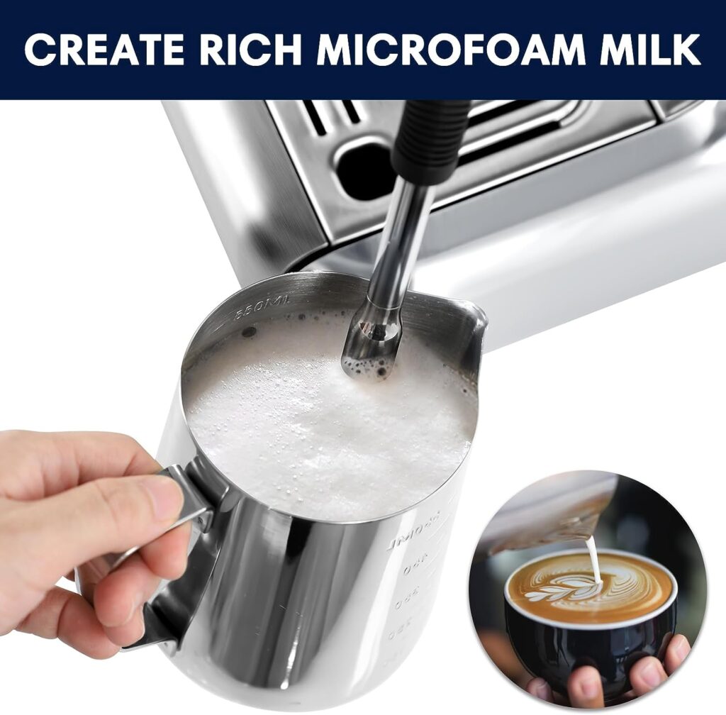 Espresso Machine with Grinder and Milk Frother, 20 Bar Semi Automatic Espresso Coffee Machine for Home Barista, Professional Coffee Maker with Water Tank for Cappuccinos or Lattes, Gift for Mom Dad