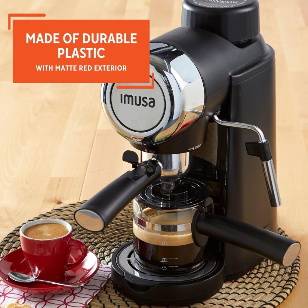 Imusa 4 Cup Epic Electric Espresso/Cappuccino Maker (Cafe Cubano, Cortadito, Colada, Cafe con Leche), Black