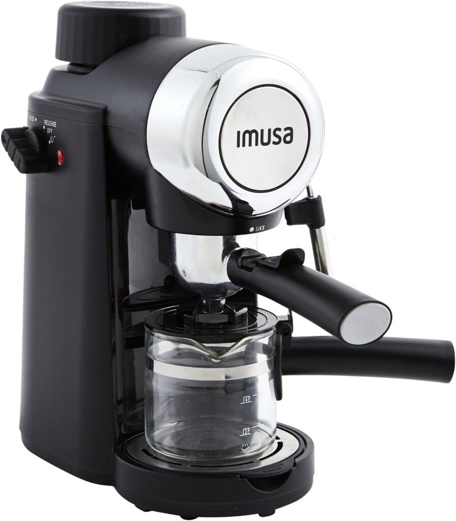 Imusa 4 Cup Epic Electric Espresso/Cappuccino Maker (Cafe Cubano, Cortadito, Colada, Cafe con Leche), Black