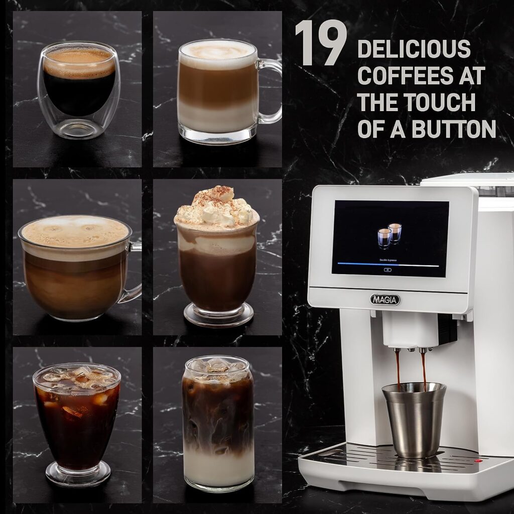 Zulay Magia Super Automatic Coffee Espresso Machine - Frother Handheld Foam Maker for Lattes - Espresso Coffee Maker With Easy To Use 7” Touch Screen  Milk Frother with Stand